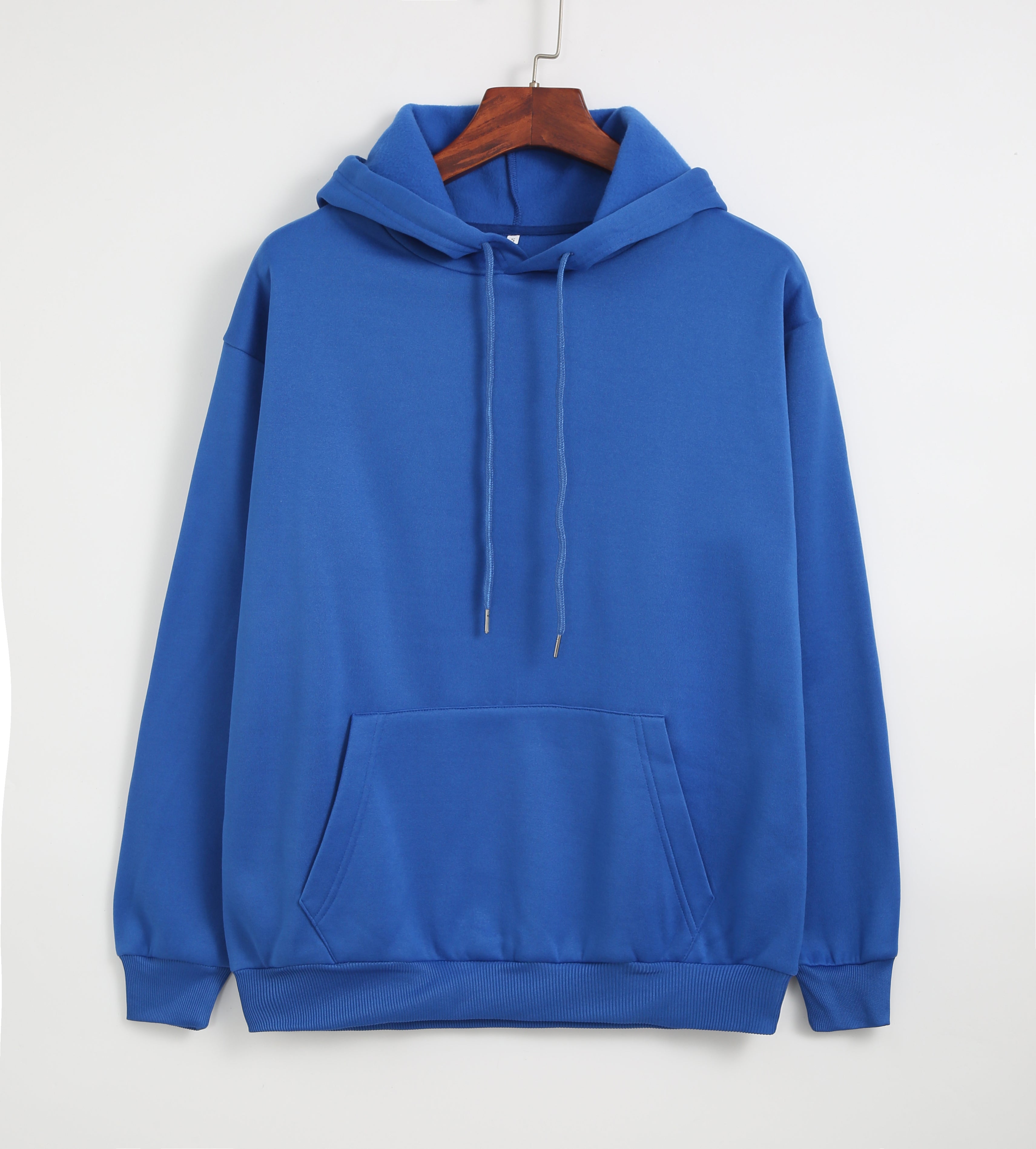 Thin-section thick-lined solid-color women's hoodie