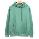 Thin-section thick-lined solid-color women's hoodie