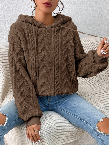 Flannel Hooded Loose Plush Sweater For Women