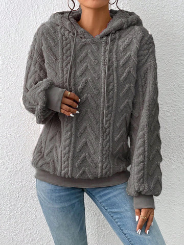 Flannel Hooded Loose Plush Sweater For Women
