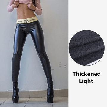 Letter Graphic Belt Faux Leather Pants Leggings Women