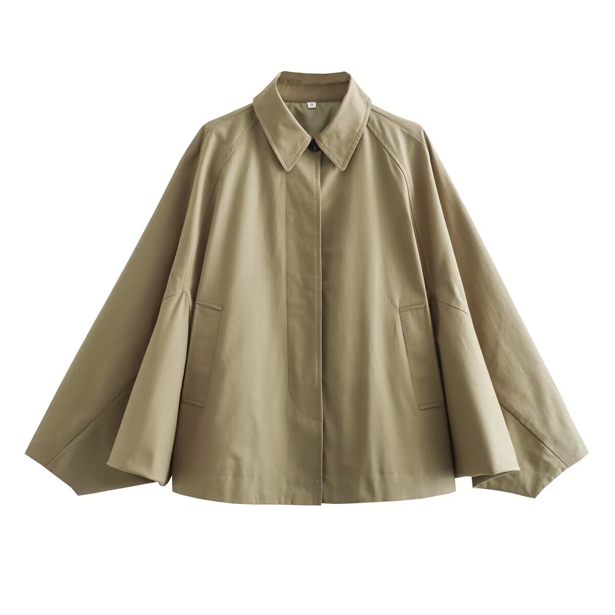 Women French Collared Casual Cape Short Trench Coat