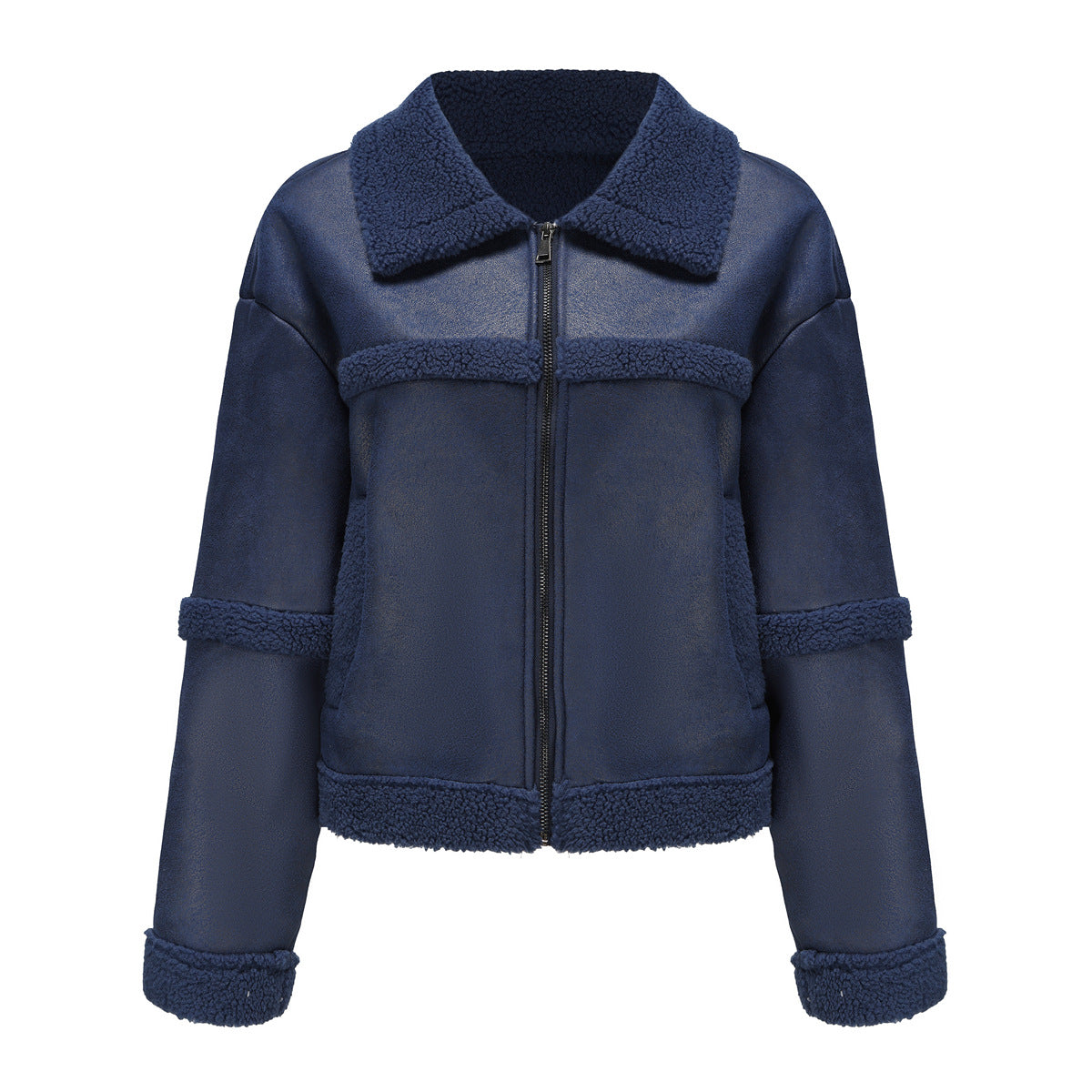 Warm Fleece Leather Windproof Jacket