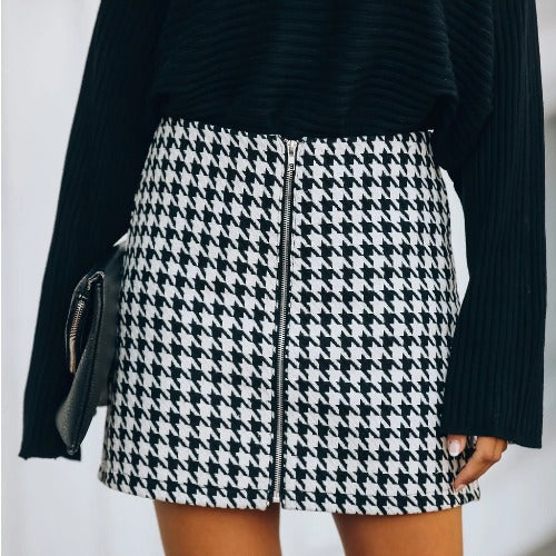 Houndstooth Mini Skirt A Line
