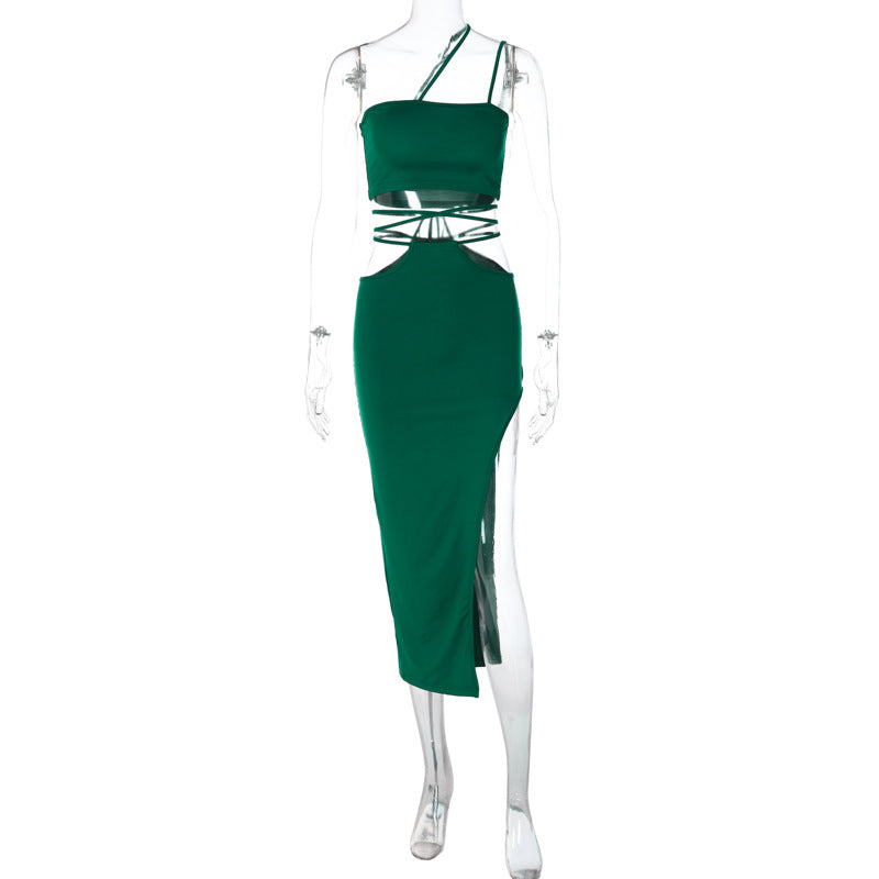 Green Two Piece Skirt Set
