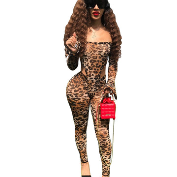 leopard jumpsuit Two Piece Set for women