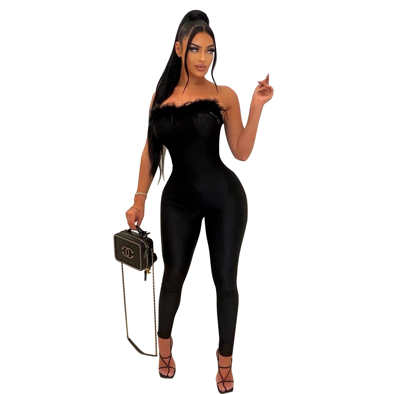 strapless jumpsuit for women Tight Wrapped Chest