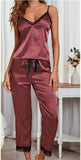Lace Satin Artificial Silk Trousers Summer Pajamas
