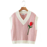Wind Women Tulip Cute Floral Knitted Vest