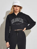 Short Letters Printed cropped hoodies for women