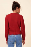 Women Red Cardigan Sweater
