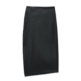 Minority Pleated Leather Open Front Skirt