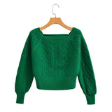 Sweet Square Collar Short Sweater