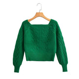 Sweet Square Collar Short Sweater