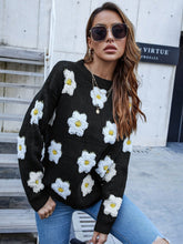Daisy Knitted Sweater Pullover in Black and White