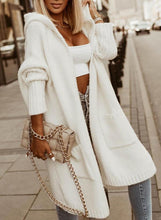 Hooded Loose Knitted Mid Length Cardigan