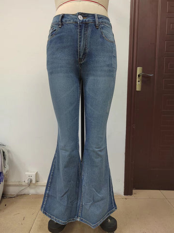Office Washed Frayed Flared Jeans for Women
