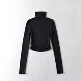 Sexy Turtleneck Side Pleated Bottoming Shirt