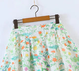 Vacation Small Floral Pleated Waist Tight Skirt