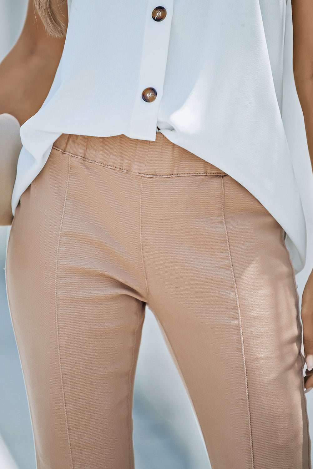 Bell Bottom Tan Colored Jeans for Women