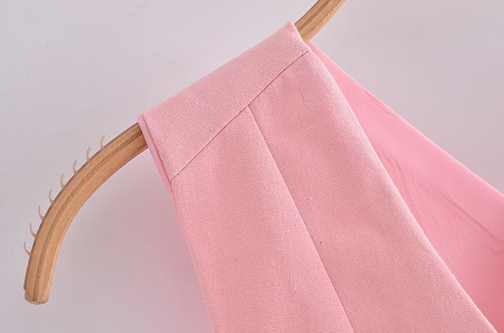 Pink Two Piece Pants Set Vest Top and Wide Leg Pant