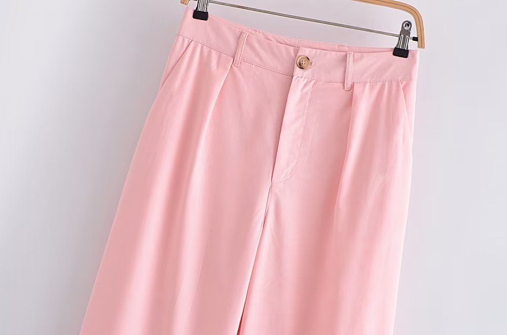 Pink Two Piece Pants Set Vest Top and Wide Leg Pant