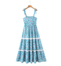 blue floral sundress Strap Vacation Dress
