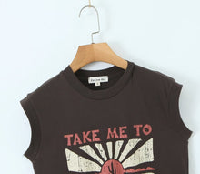 Sleeveless Vest T shirt round Neck Printed Pullover T shirt Tops