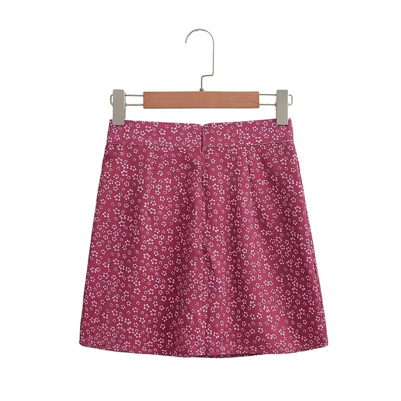 Floral Fresh High Waist Slim Side Slit Print Short Skirt