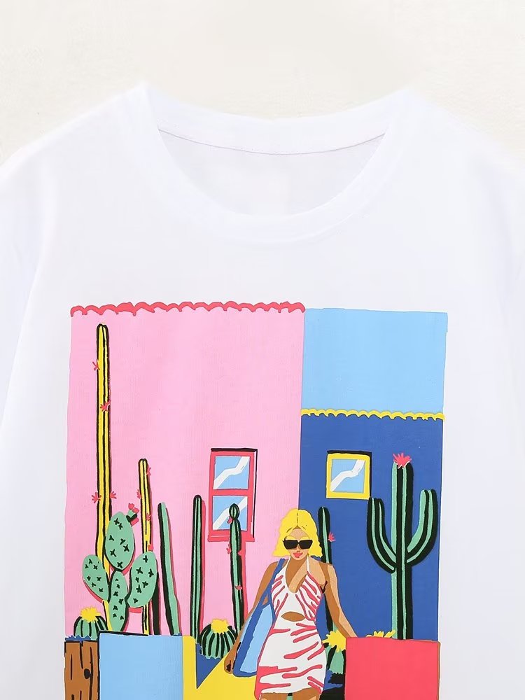 Summer Women Beauty Printed T-shirt