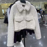 Women Fleece Warm Short Wool Jacket Coat