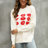 Women's Lip Contrast Color Loose Sweater