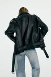 Cool Black Faux Leather Jacket Motorcycle
