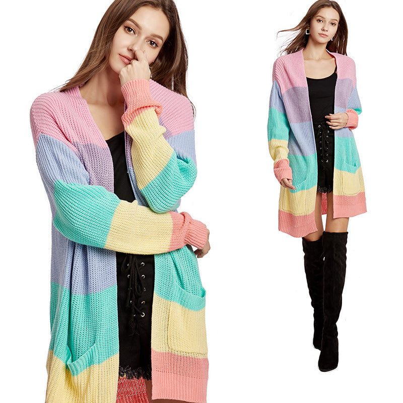 Long knitted cardigan plus size women sweater coat