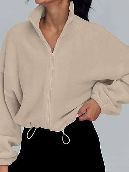 Velvet Stand Collar Zipper Sweatshirt For Women