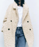 Women Fur Effect Lamb Wool Fleece Coat Jacket