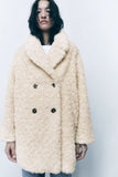 Women Fur Effect Lamb Wool Fleece Coat Jacket