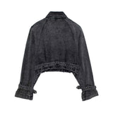fall jacket for women Retro Long Sleeved Denim Trench Coat