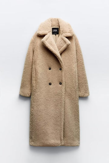 Women's Collared Thickening Wool Long Overcoat