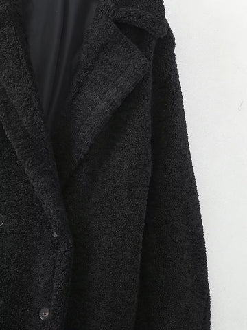Women's Collared Thickening Wool Long Overcoat