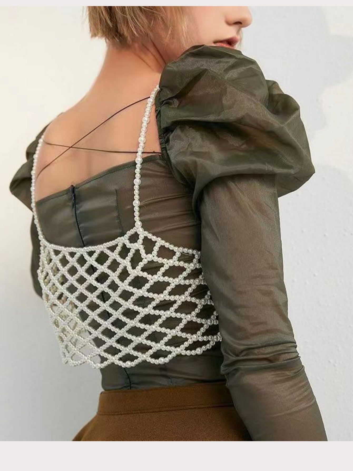 Pearl Suspender Vest Hand Woven Beads Outer Wear Tube Top