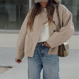 Stand Collar Loose Short Double Faced Woolen Jacket
