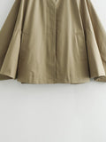 Women French Collared Casual Cape Short Trench Coat