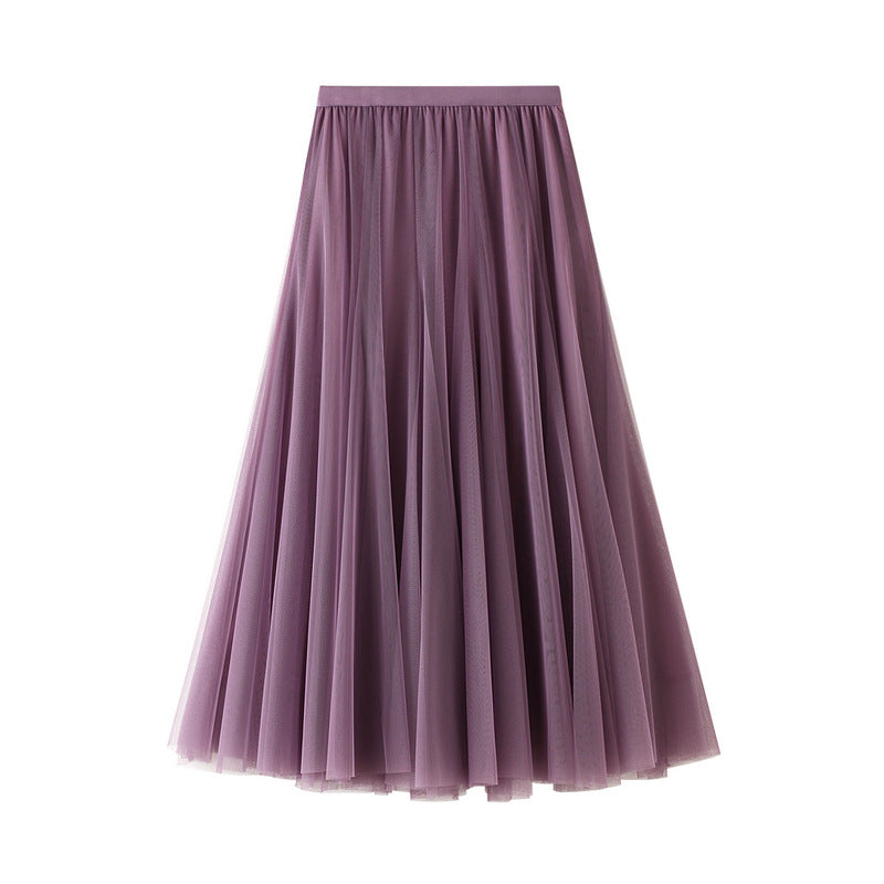 Mid Length Pleated Skirt A Line Tulle Skirt