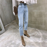 Washed Blue Buttons Small Straight-leg Jeans