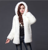 Faux Fur Coat for Women with Hood
