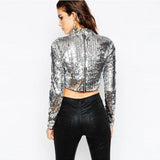 Sexy Bare Cropped Slim Fit Nightclub Sequined Top