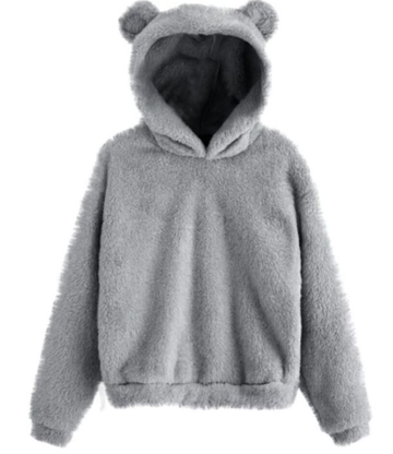 Plus size winter fluffy rabbit ears hoodie