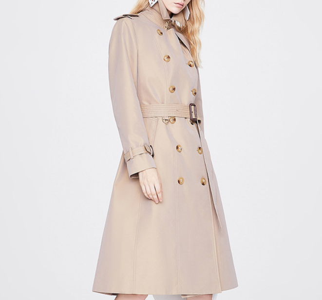 Slim Fit Pure Color Non-Wrinkle Trench Coat for Women