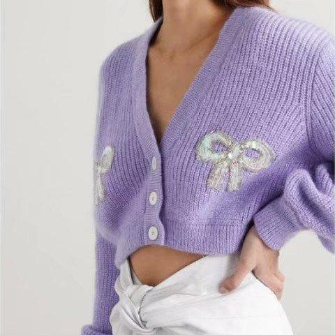 Purple Short Cardigan for Women
